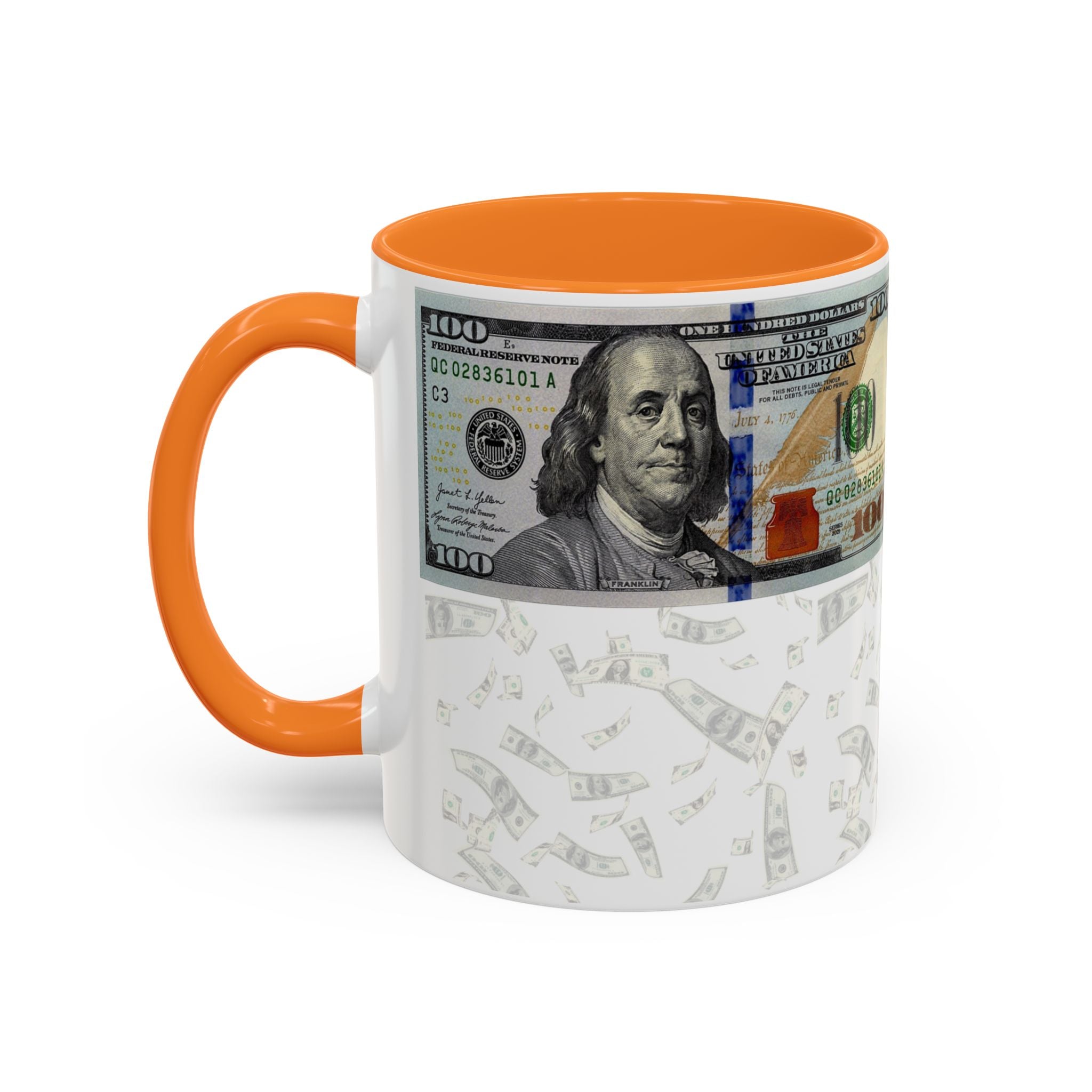 Money Pattern Coffee Mug — "Lips touch, then hands follow" 11oz/15oz