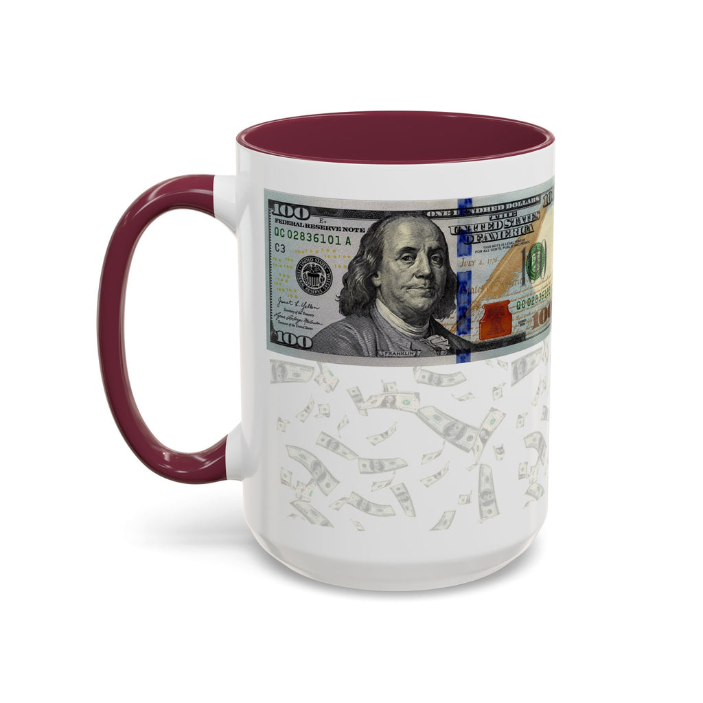 Money Pattern Coffee Mug — "Lips touch, then hands follow" 11oz/15oz