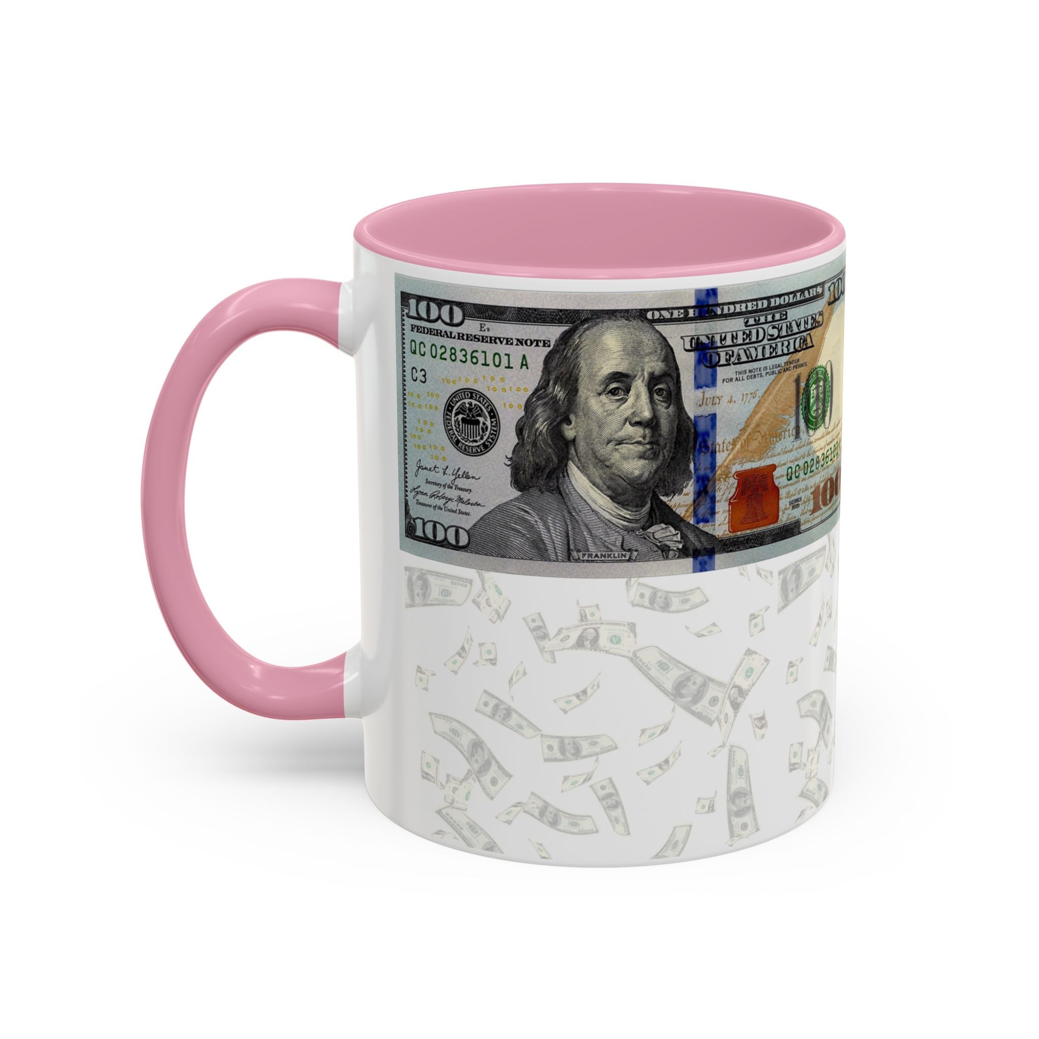 Money Pattern Coffee Mug — "Lips touch, then hands follow" 11oz/15oz