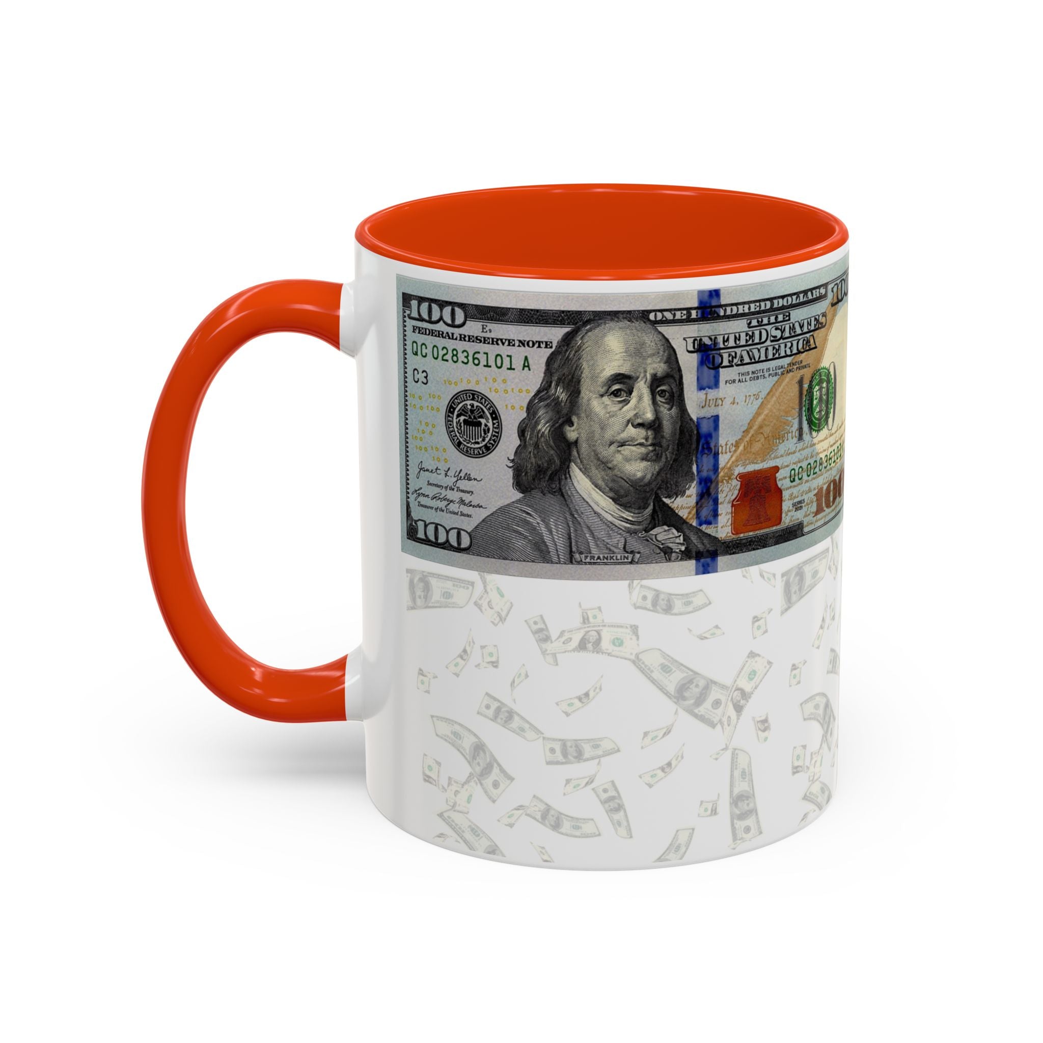 Money Pattern Coffee Mug — "Lips touch, then hands follow" 11oz/15oz