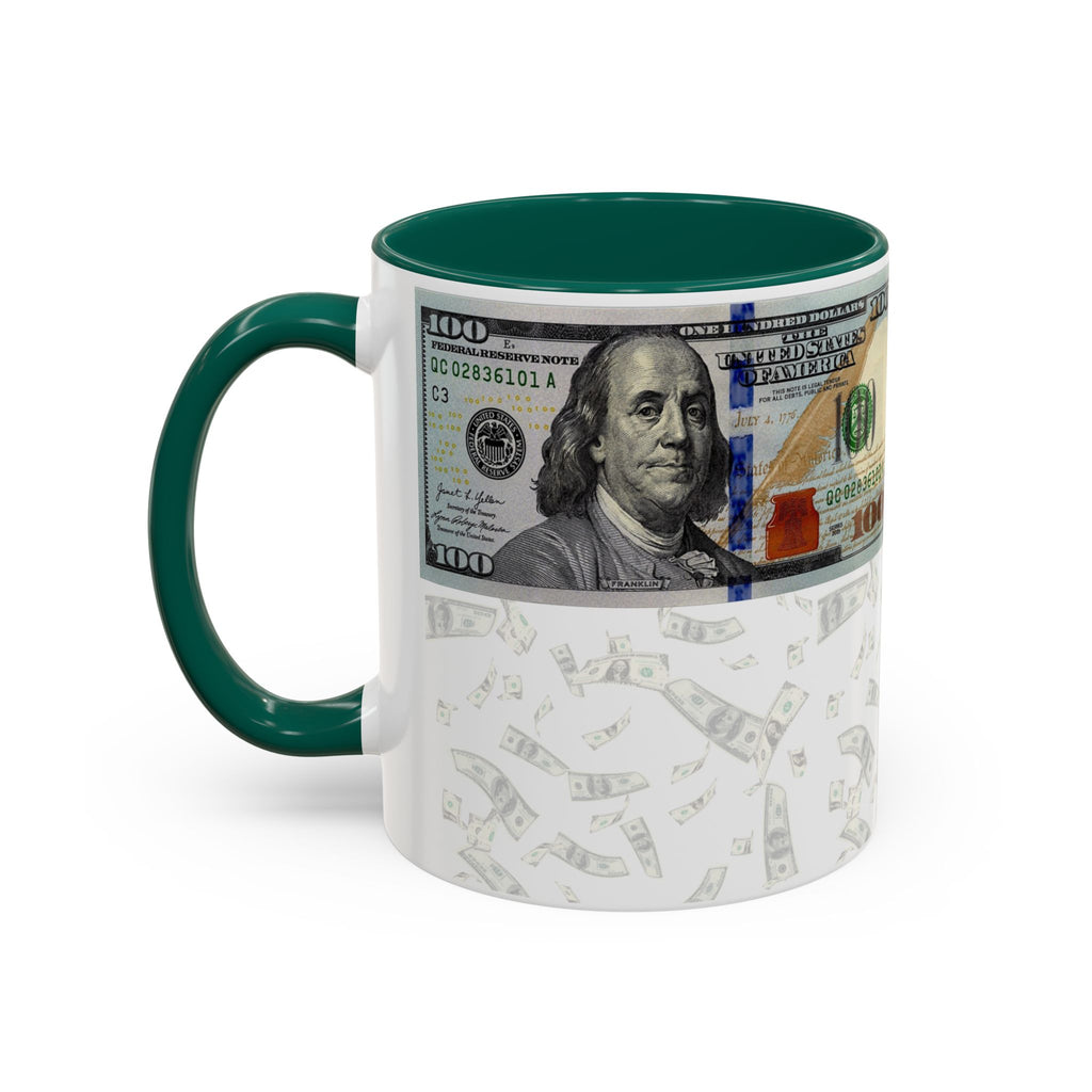 Money Pattern Coffee Mug — "Lips touch, then hands follow" 11oz/15oz
