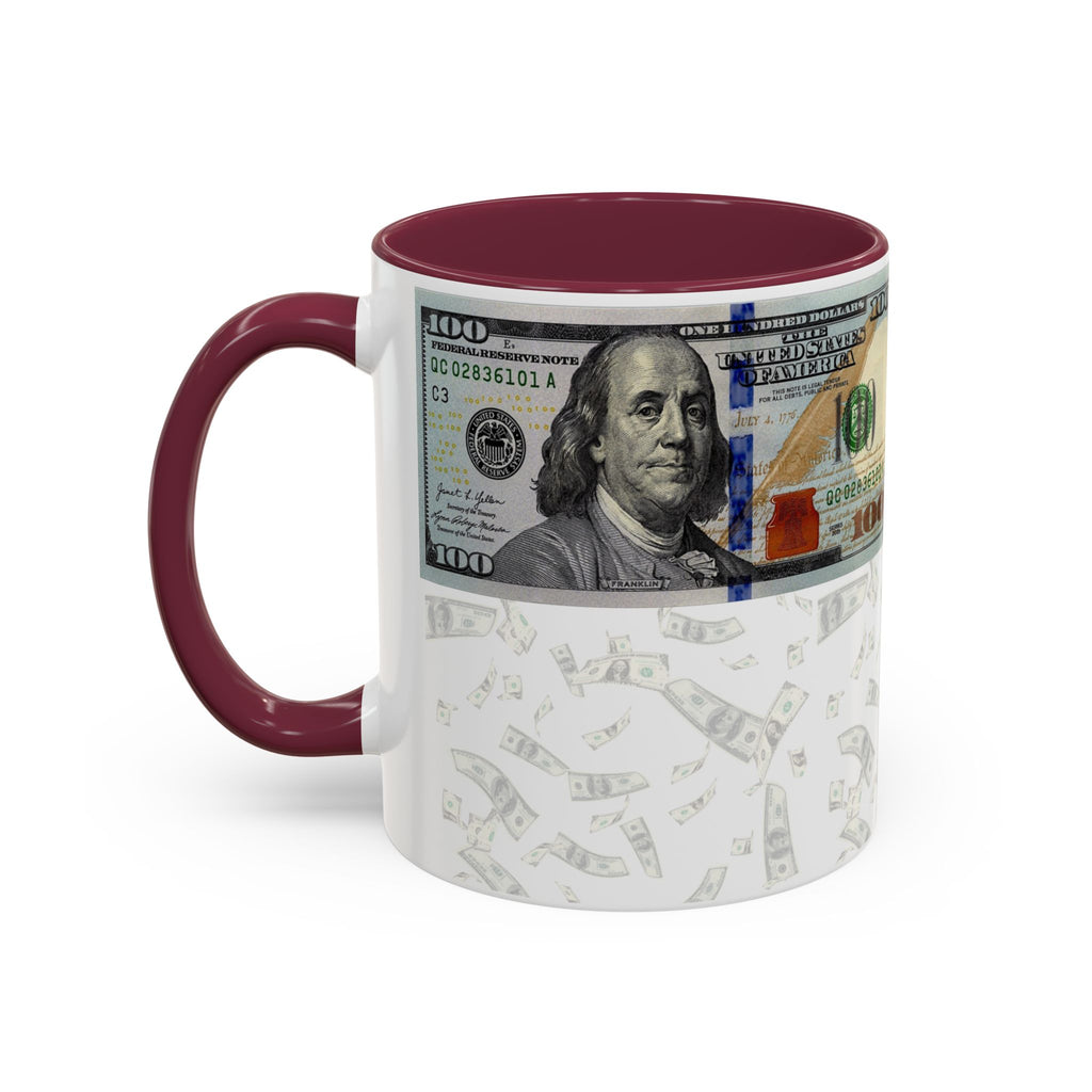 Money Pattern Coffee Mug — "Lips touch, then hands follow" 11oz/15oz