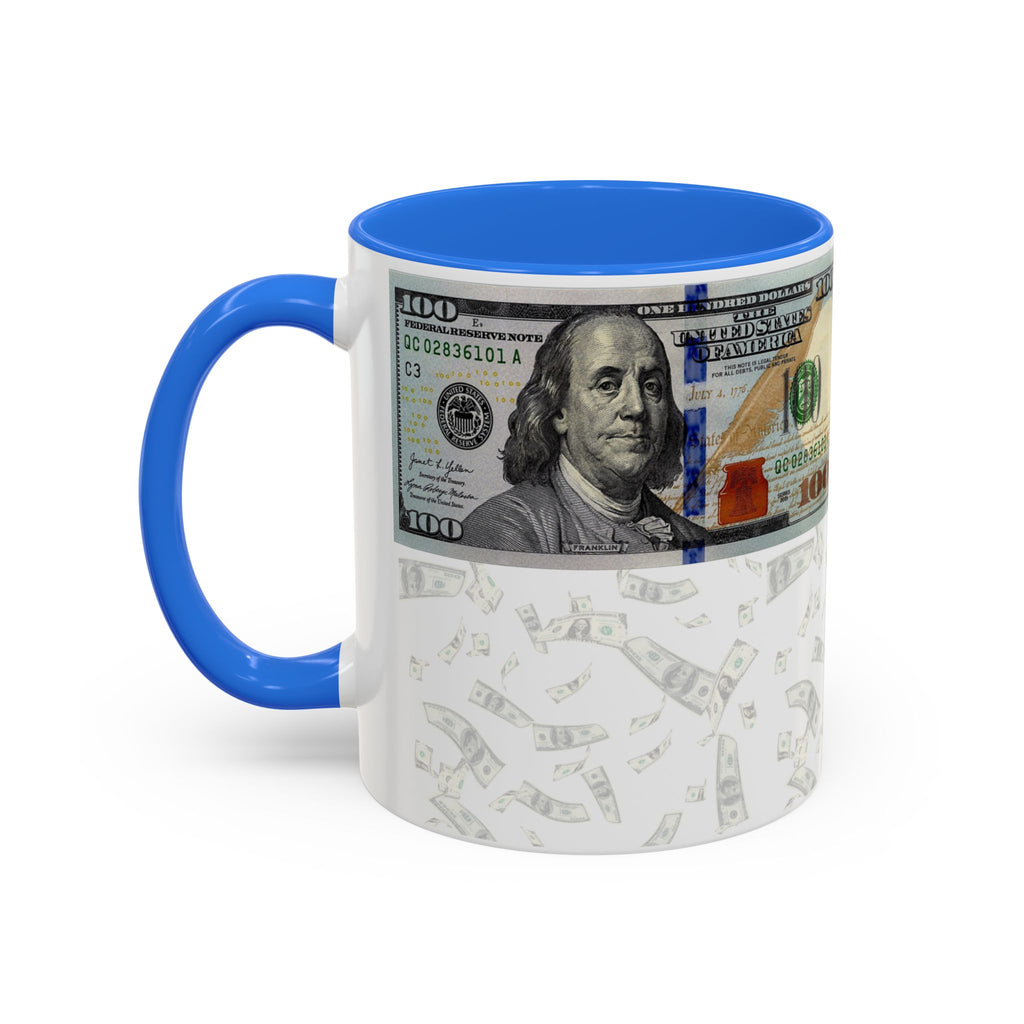 Money Pattern Coffee Mug — "Lips touch, then hands follow" 11oz/15oz